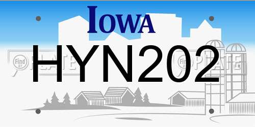 HYN202 Iowa License Plate