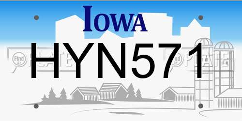 HYN571 Iowa License Plate