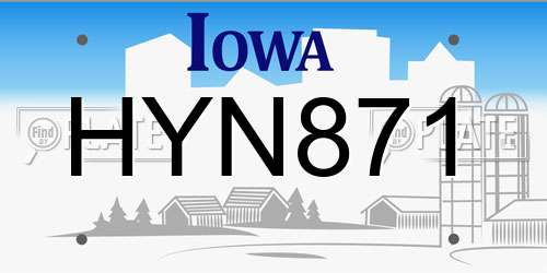 HYN871 Iowa License Plate