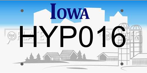 HYP016 Iowa License Plate