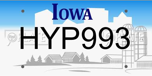 HYP993 Iowa License Plate