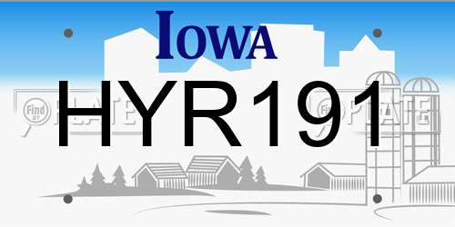 HYR191 Iowa License Plate