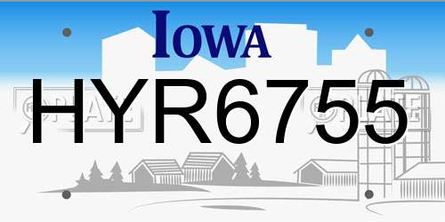 HYR6755 Iowa License Plate