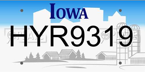 HYR9319 Iowa License Plate
