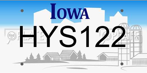 HYS122 Iowa License Plate