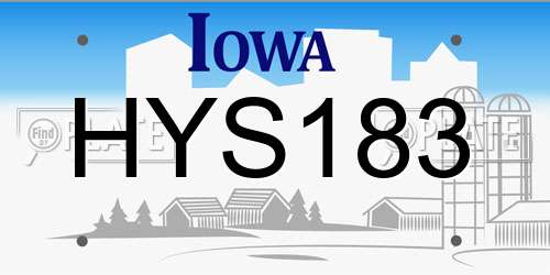 HYS183 Iowa License Plate