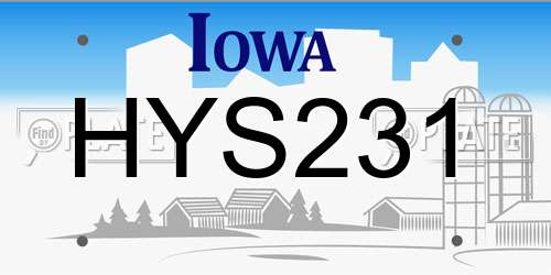 HYS231 Iowa License Plate