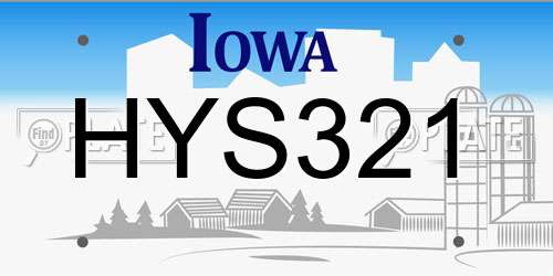 HYS321 Iowa License Plate