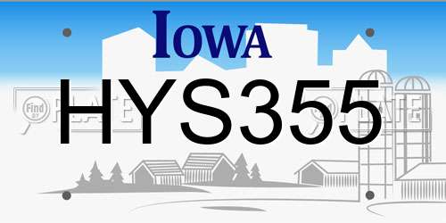 HYS355 Iowa License Plate