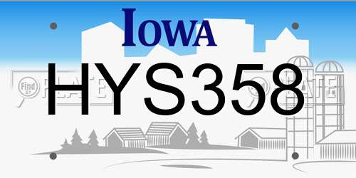 HYS358 Iowa License Plate