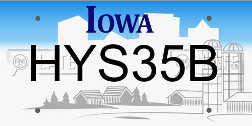 HYS35B Iowa License Plate