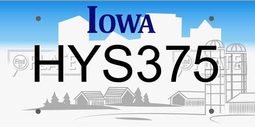 HYS375 Iowa License Plate