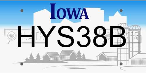 HYS38B Iowa License Plate