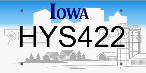 HYS422 Iowa License Plate