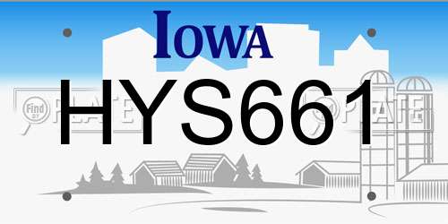 HYS661 Iowa License Plate