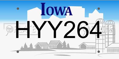 HYY264 Iowa License Plate
