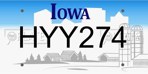HYY274 Iowa License Plate