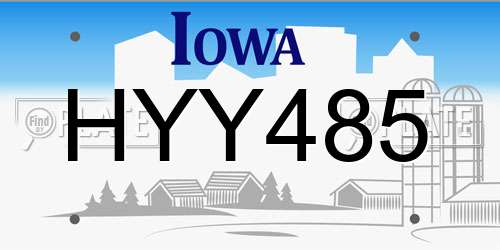 HYY485 Iowa License Plate