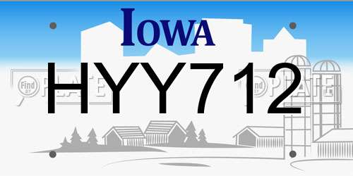 HYY712 Iowa License Plate