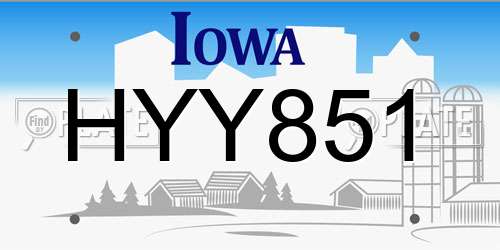 HYY851 Iowa License Plate