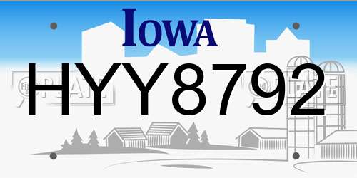 HYY8792 Iowa License Plate