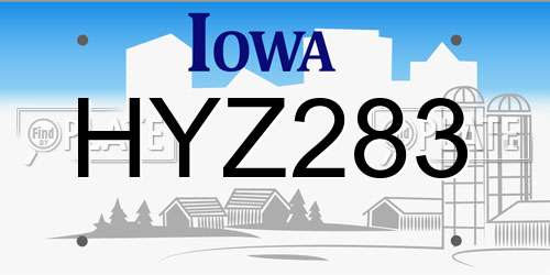 HYZ283 Iowa License Plate