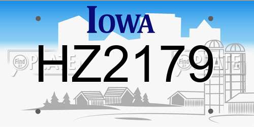 HZ2179 Iowa License Plate