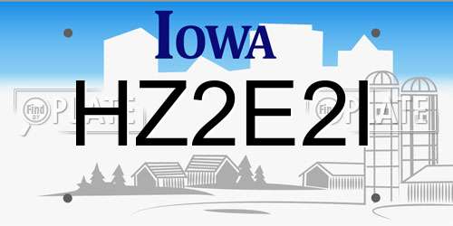 HZ2E2I Iowa License Plate