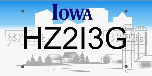 HZ2I3G Iowa License Plate