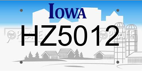 HZ5012 Iowa License Plate