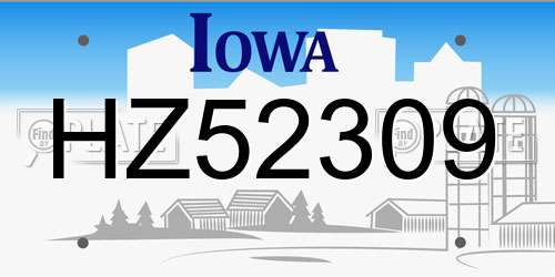 HZ52309 Iowa License Plate