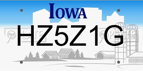 HZ5Z1G Iowa License Plate