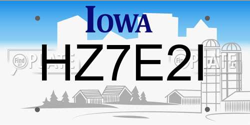 HZ7E2I Iowa License Plate