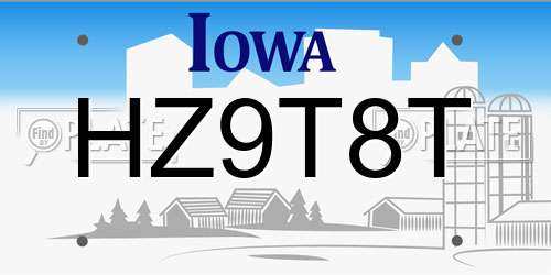 HZ9T8T Iowa License Plate