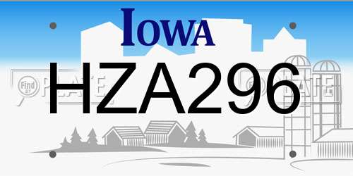 HZA296 Iowa License Plate