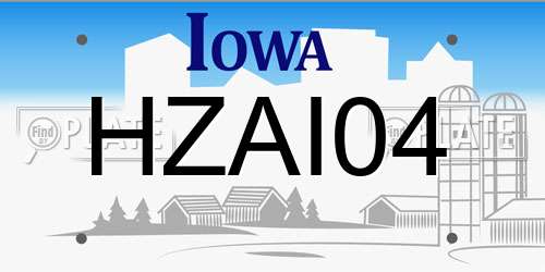 HZAI04 Iowa License Plate