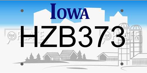 HZB373 Iowa License Plate