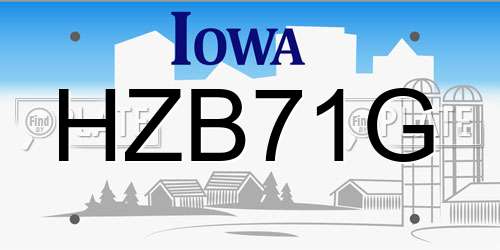 HZB71G Iowa License Plate