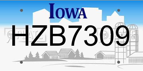 HZB7309 Iowa License Plate