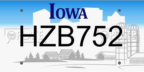 HZB752 Iowa License Plate