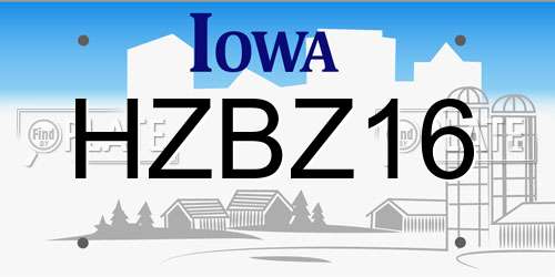 HZBZ16 Iowa License Plate