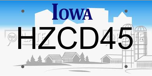 HZCD45 Iowa License Plate