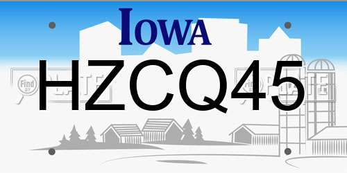 HZCQ45 Iowa License Plate