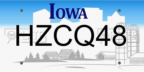 HZCQ48 Iowa License Plate