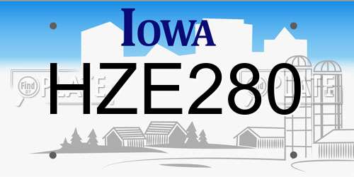 HZE280 Iowa License Plate