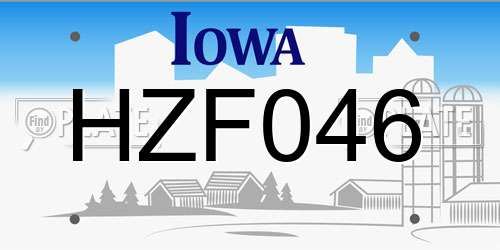 HZF046 Iowa License Plate