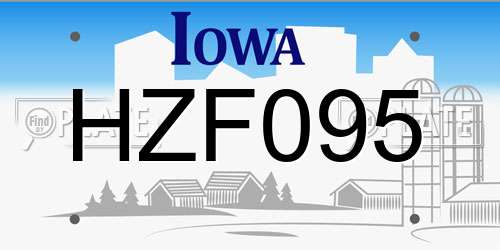 HZF095 Iowa License Plate