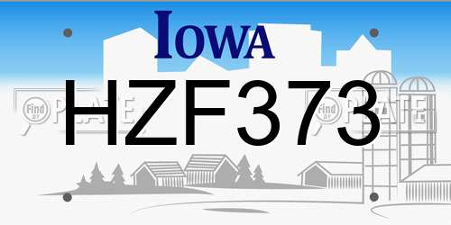 HZF373 Iowa License Plate