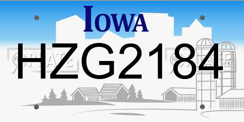 HZG2184 Iowa License Plate