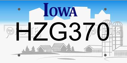 HZG370 Iowa License Plate